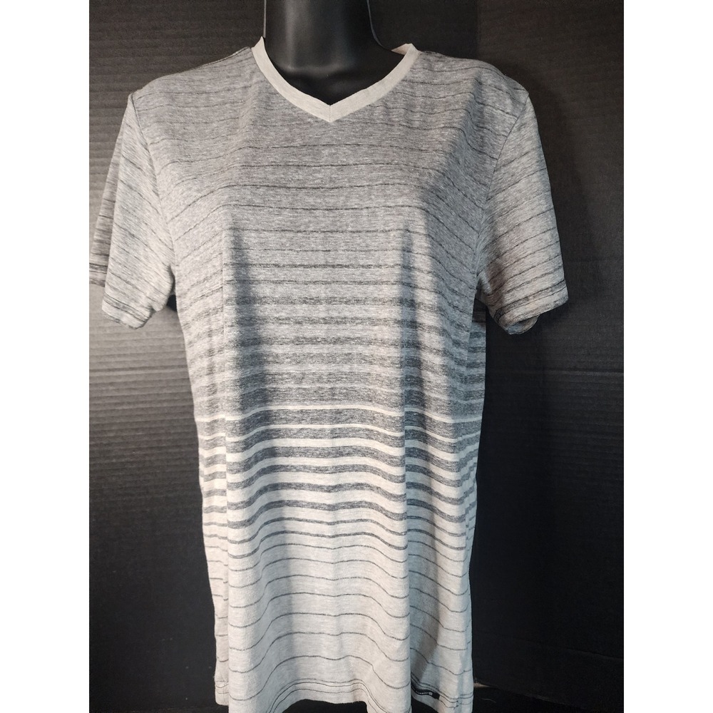 Ocean Current Womens Grey Space Dye Striped V-Neck Short Sleeve T-Shirt Size S
